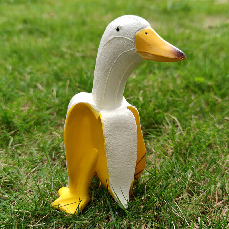 Banana Duck Sculpture - Funny Duck Art Statue Ornament Housewarming Garden