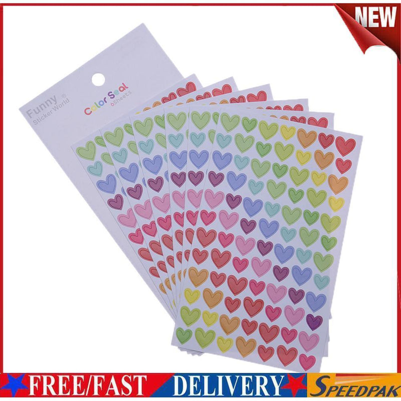 6pcs/set Colorful Heart DIY Scrapbooking Diary Photo Album Stickers(Heart)