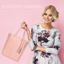 4pcs/Set Lichi Leather Tassels Women Tote Shoulder Clutch Card Bags (Pink)