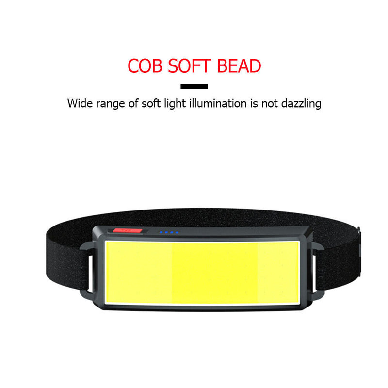 Portable COB LED Headlight Flashlight USB Rechargeable Outdoor Headlamp