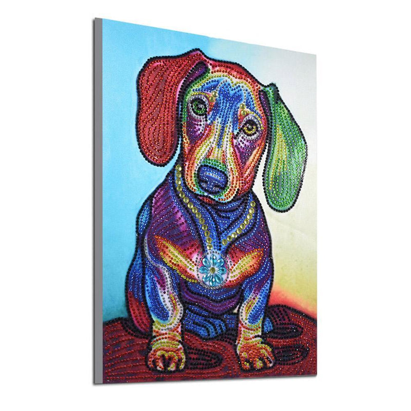 5D DIY Special Shaped Diamond Painting Colorful Dog Cross Stitch Embroidery