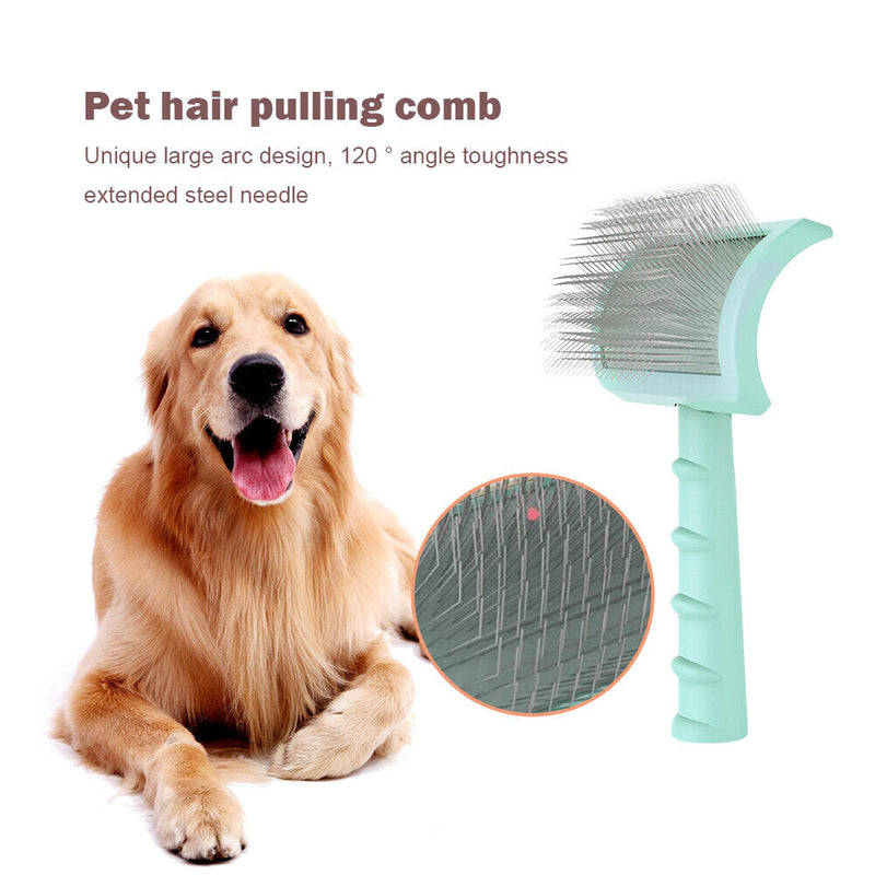 Pet Grooming Comb Shedding Needle Brush Dog Cat Undercoat Dematting (Green)