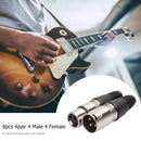 8pcs Zinc Alloy Case XLR 3 Pin Male Female Audio Adapter Plug Connector for Mic