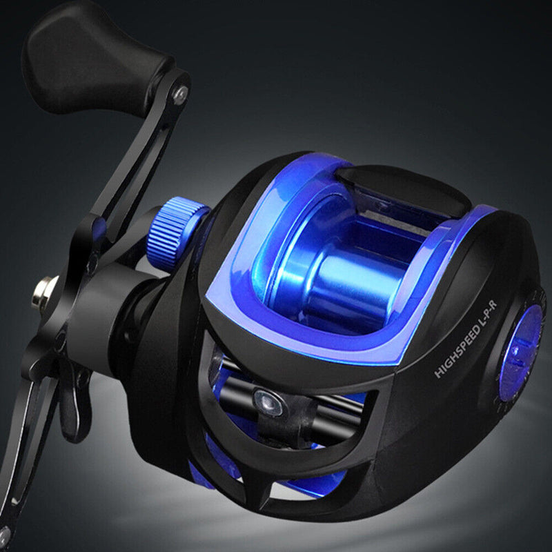 Baitcasting Reel 8.2/1 Max Drag 8kg Casting Carp Fishing Reel (Blue Right) Newly