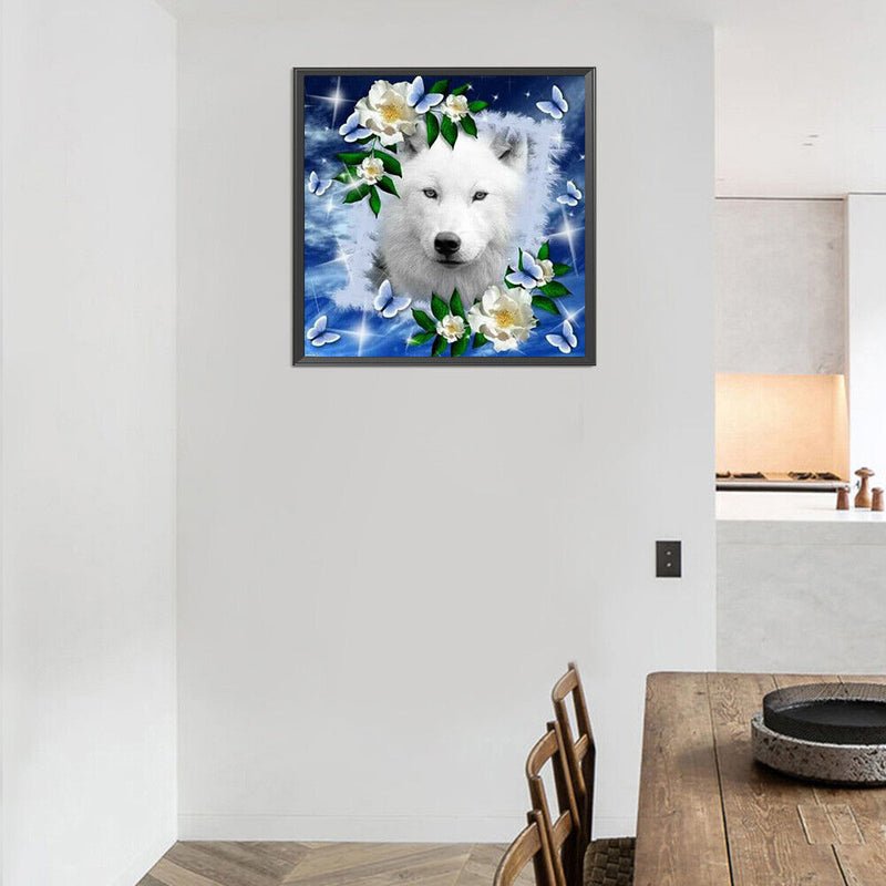 5D Diamond Painting Kit Flower Wolf Full Round Drill Rhinestone DIY Wall