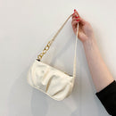Pleated Chain Pure Color Shoulder Underarm Bag Casual Women Small Handbag Purse