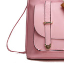 Women Student Preppy Style Cute Bear Pendant Bookbag Backpack(Pink)