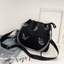 Casual Nylon Crossbody Shoulder Bag Women Butterfly Drawstring Messenger Handbag