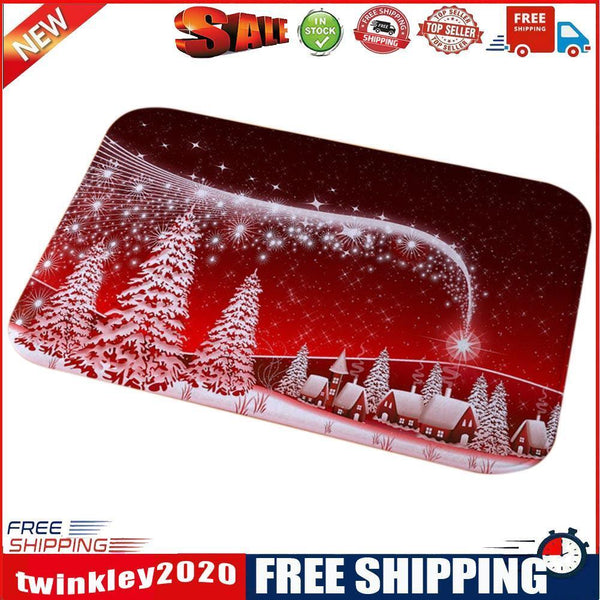 Anti-slip Floor Carpet Flannel Door Mat Xmas Home Party Decor (Snow Scene)