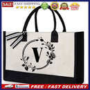 Canvas Shoulder Bags Letters Flower Hit Color Simple Portable Shopping Handbags