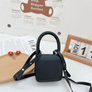 Children PU Mini Messenger Bag Lady Casual Flap Crossbody Bag (Black)
