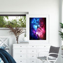 DIY Paint By Number Kit Frameless Red Blue Wolf Handpainted Canvas Wall Decor
