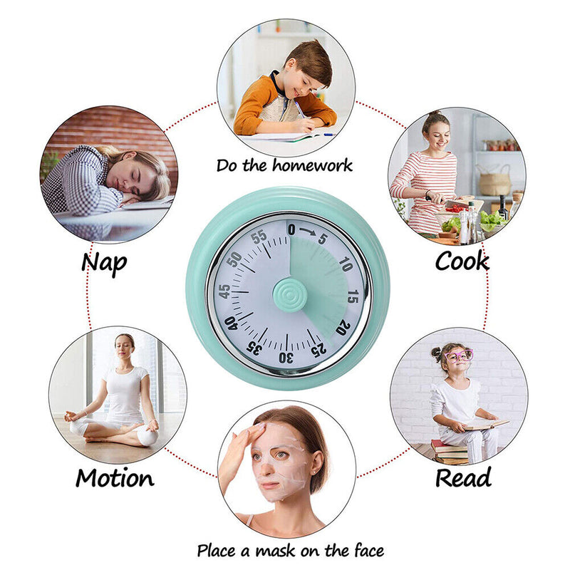 Kitchen Baking Countdown Magnetic Stainless Steel Mechanical Timer (Blue)