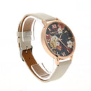 Trendy Fashion Mirror Face Flower PU Leather Wrist Watch (Beige)