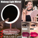Storage USB Charging Led Makeup Mirror 360°Rotation Makeup Mirror Touch Screen