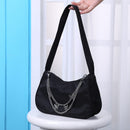 Fashion Women Pure Color Butterfly Chain Underarm Bag Hobos Handbag (Black)