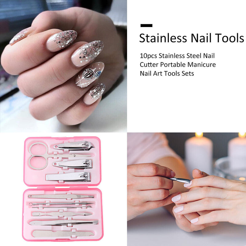 10pcs Stainless Steel Nail Cutter Portable Manicure Nail Art Tools Sets Newly