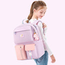 #A Backpack Hit Color Middle School Student Book Bag Casual Daypack with Pendant