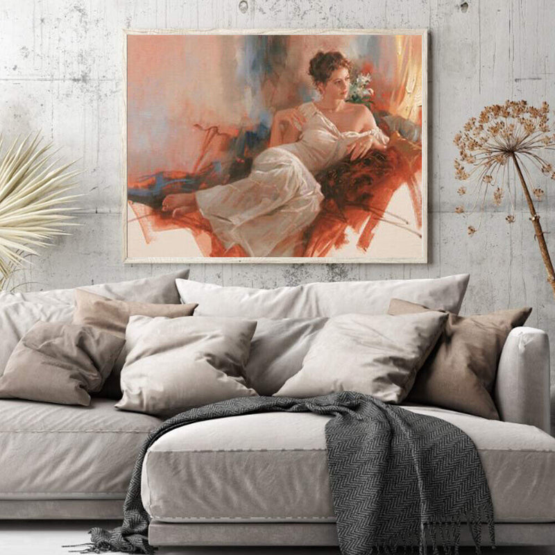 Canvas Paint By Numbers Lying Sofa Lady Oil Hand Painted Drawing Kit Home Decor