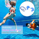 Soft Silicone Swimming Earplugs Nose Clip Set Soundproof Ear Plugs (Blue) Newly