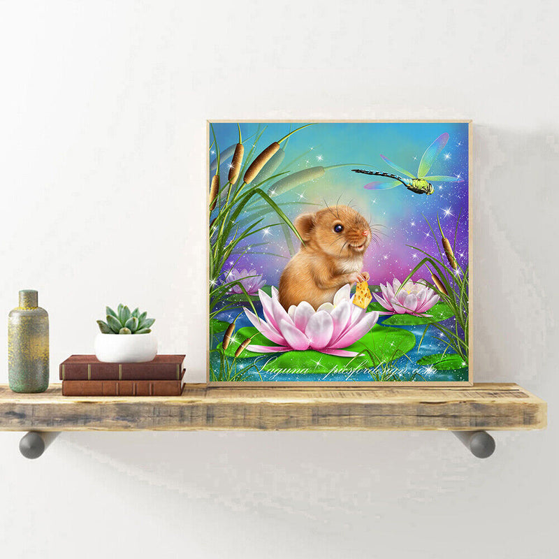 5D DIY Diamond Painting Mouse Dragonfly Full Round Drill Embroidery Craft Newly