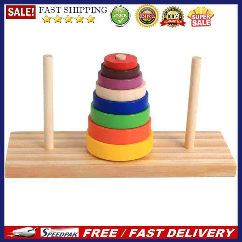 Wooden Puzzle Stacking Tower Of Hanoi Kid Mathematical Educational Toys