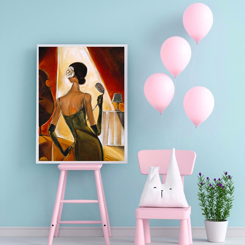 Women Singer Wear Dress Frameless Digital Paint Hand Painted Oil Picture Deco