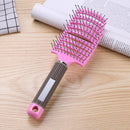 Plastic Nylon Anti-Static Hair Brush Curved Row Scalp Massager Comb (Pink)