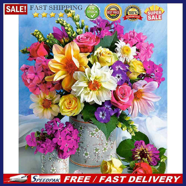 5D DIY Diamond Painting Kits Table Flowers Full Round Drill Wall Decor Art Cr
