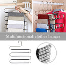 S-Shape Pants Hangers 5 Layer Non Slip Closet Space Saving Wardrobe Organizer