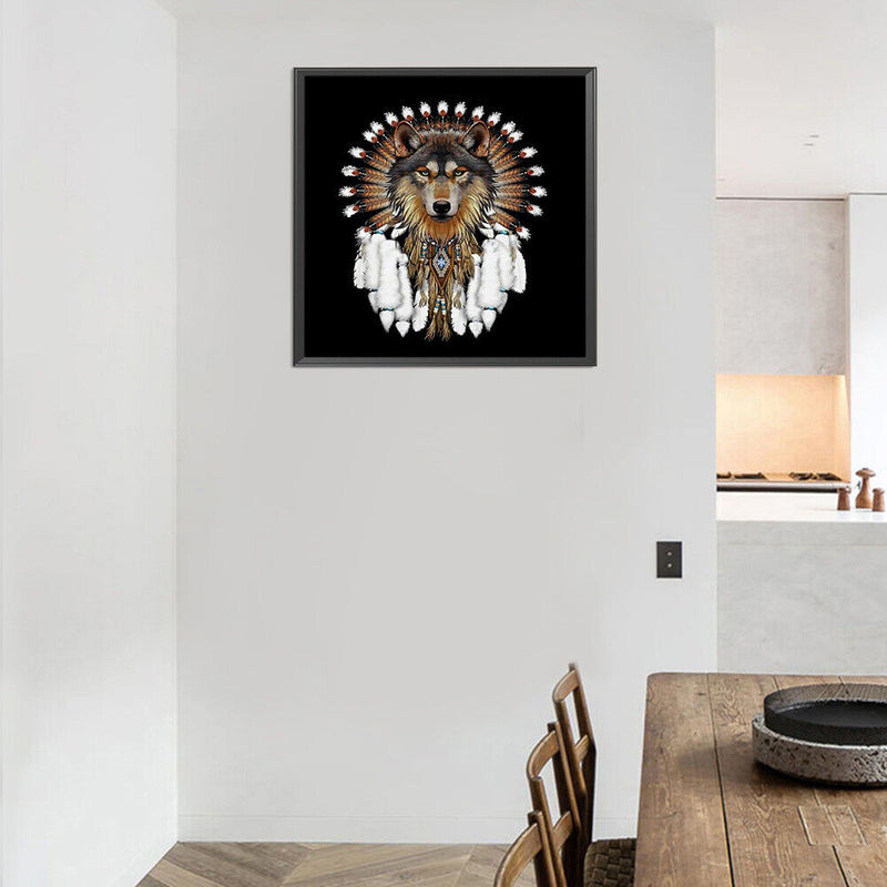 5D DIY Diamond Painting Kits Wolf Dream Catcher Full Round Drill Wall Decor Art