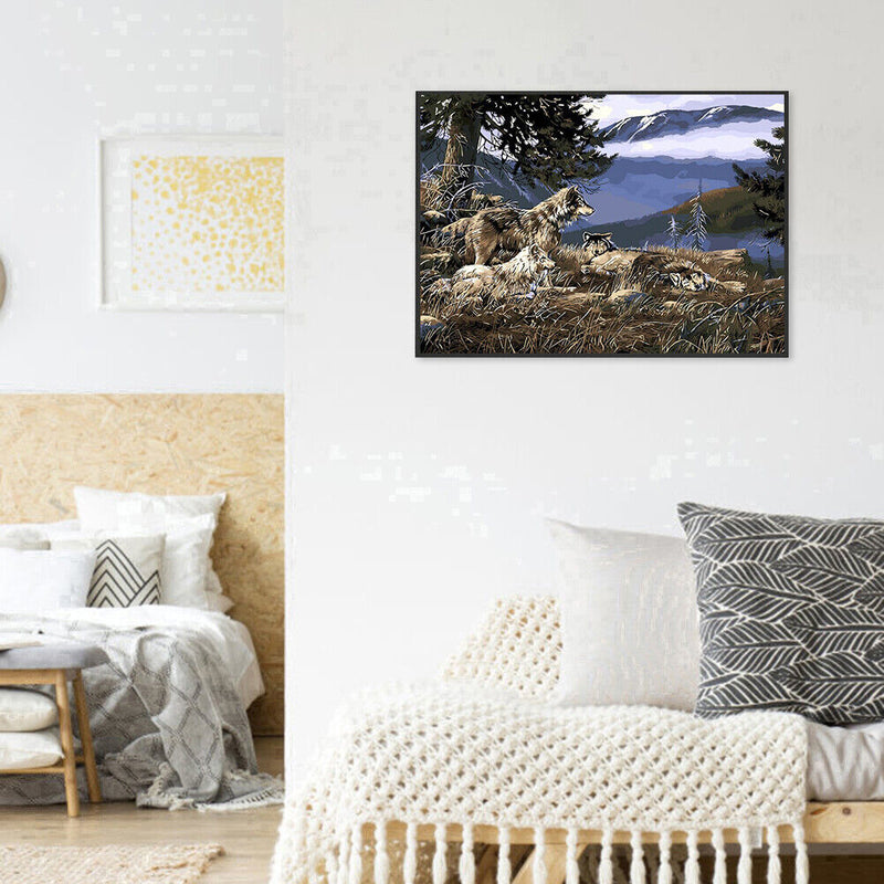 DIY Digital Painting By Numbers Kits Modern Wolf Frameless Canvas Color Pictu