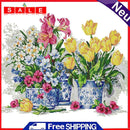 Full Cross Stitch 14CT DIY Fresh Flowers Printed Embroidery Home Decoration Gift