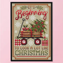 11CT Printed FullEmbroidery Christmas Trailer Needlework DIY Cross Stitch Kit