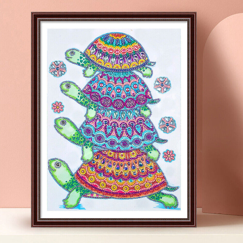 Partial Special Diamond Painting DIY Kit 4 Green Turtles Rhinestone Picture