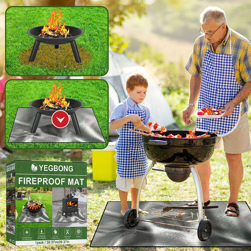 Fire Pit Grill Mat Fireproof for Outdoor Camping BBQ Wood Burning Blanket