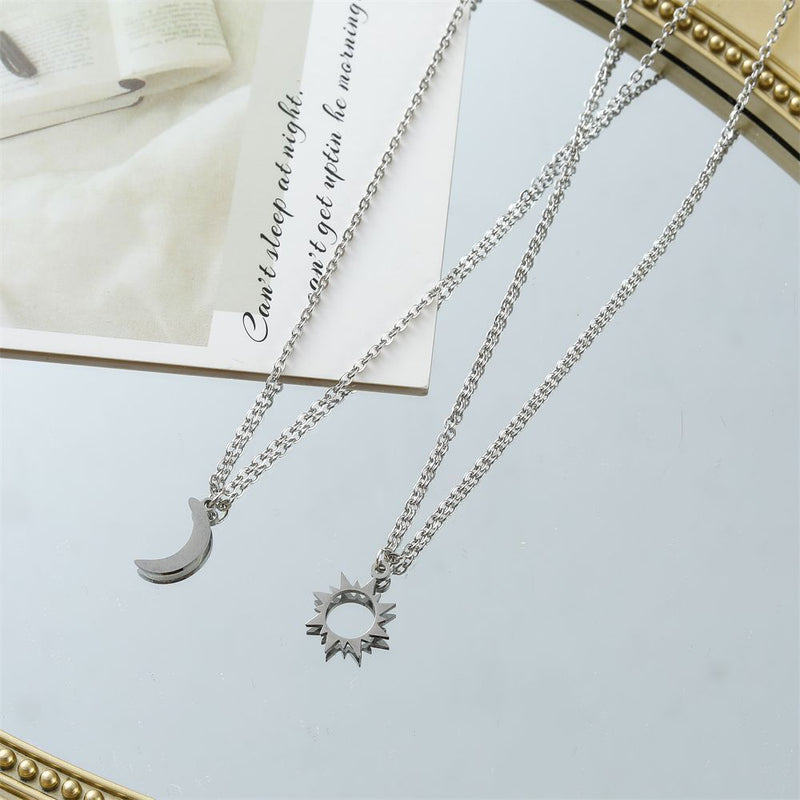 Women Men Couple Pendant Family Jewelry Clavicle Necklace Moon Sun Necklace