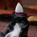 Lotus Ceramic Censer Smog Backflow Office Home Decor (Incense Burner-B)