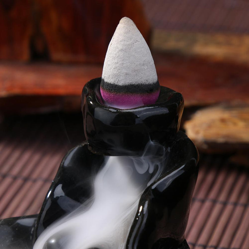 Lotus Ceramic Censer Smog Backflow Office Home Decor (Incense Burner-B)