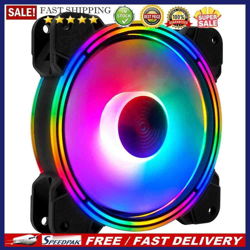 COOLMOON 12cm Quiet Cooling Fan PC Case Large 4 Pin LED Heatsink for Desktop
