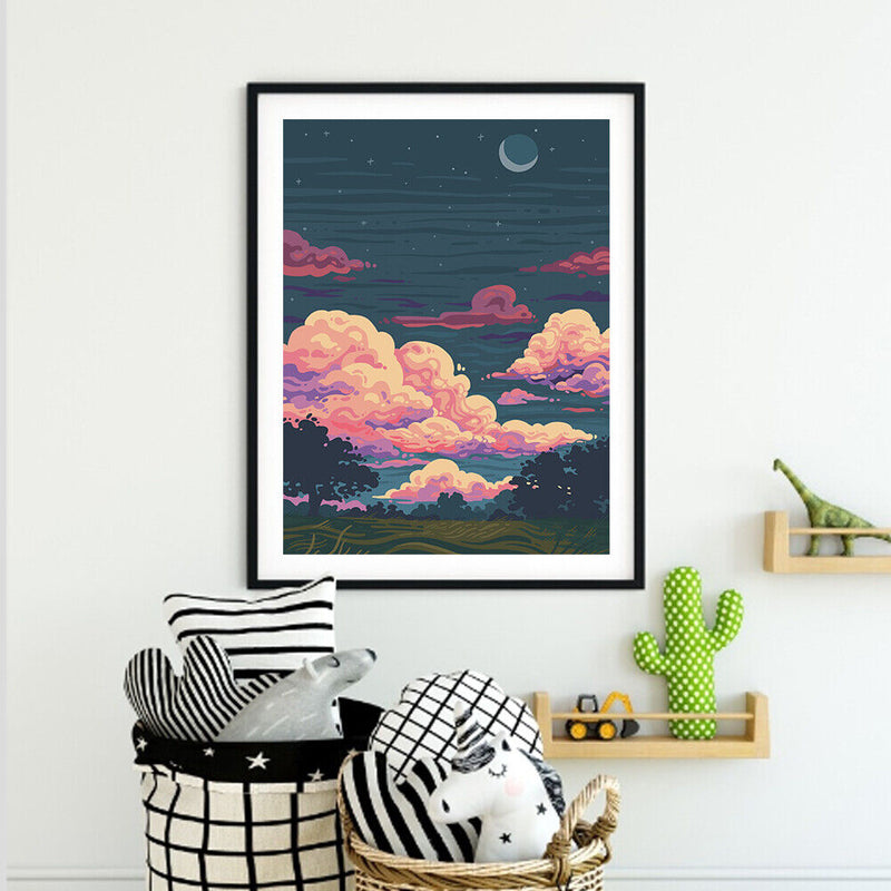 40x50cm Oil Paint By Numbers Pink Clouds Frameless Picture Craft Home Decorative