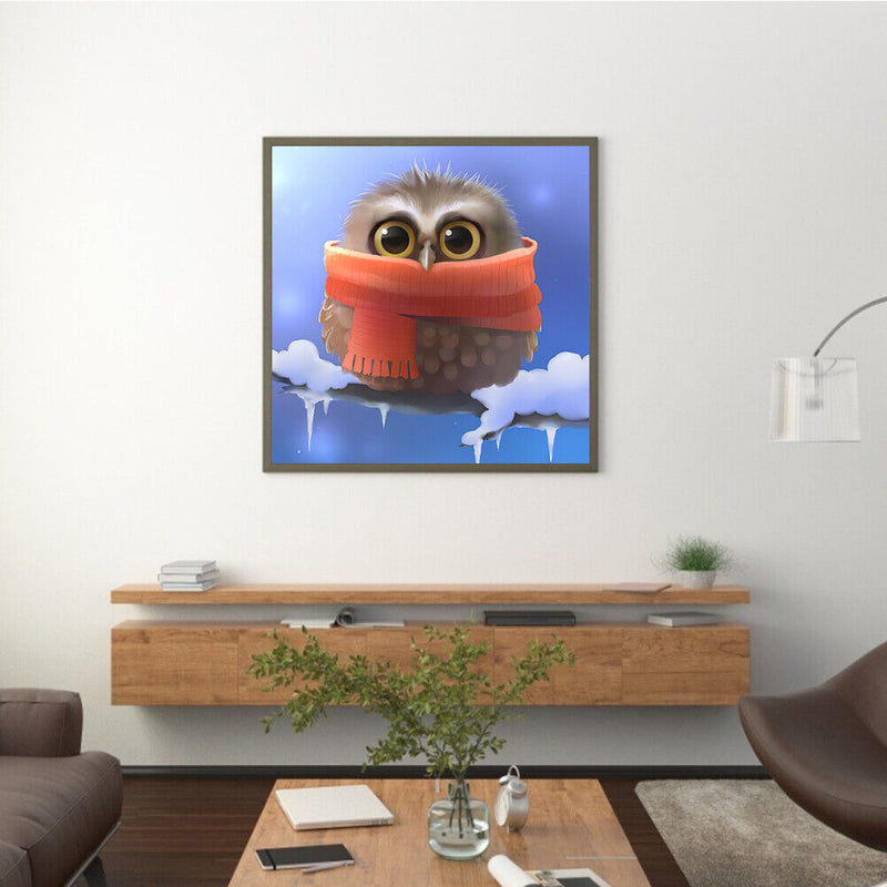 Big-eyed Owl Frameless Picture Oil Paint By Numbers Hand Painted Picture Decor