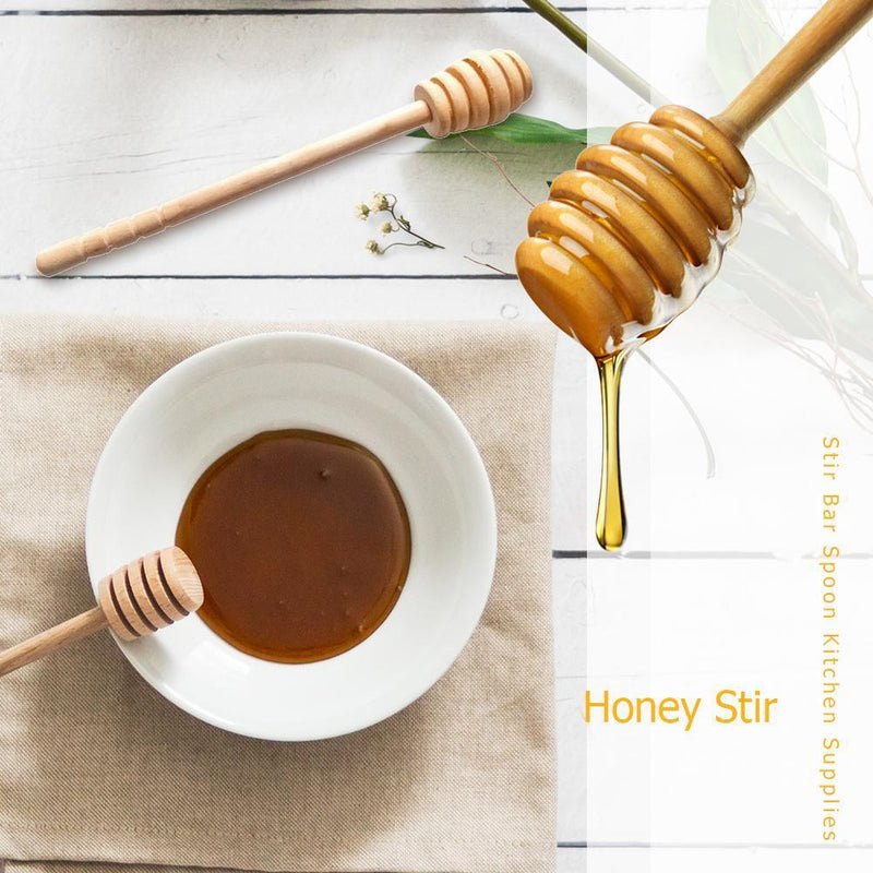 Long Handle Wood Honey Dipper Stick Honey Mixer Spoon Kitchen Tool (1pc)