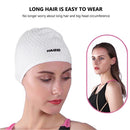 Waterproof Swimming Caps Women Men Silicone Ear Protection Swim Hat (White)