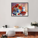Cherry and Flower Oil Paint By Numbers Kit Hand Painted Home Decoration No Frame