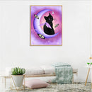 Black Cat Round Diamond Painting DIY Embroidery Kit Cross Stitch Home Decor