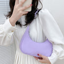 Pure Color Underarm Hobos Bag Casual Ladies Zipper Mini Purse Top-handle Handbag