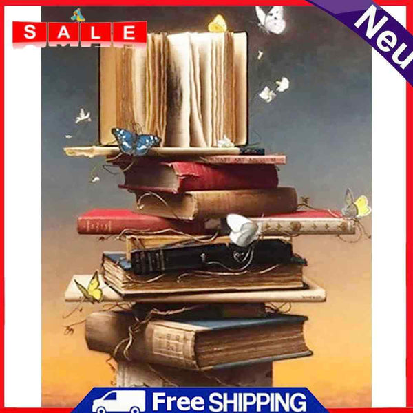 DIY Hand Painted Paint By Numbers Oil Canvas Pictures Book Ladder Kit Wall Decor