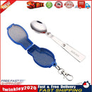 Outdoor Camping Utensil Stainless Steel Folding Spoon with Box (Blue) Newly
