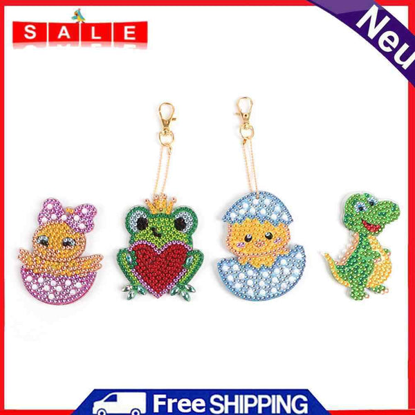 Cute Animals Full Drill Special Shaped Diamond Painting Key Chain Embroidery Kit